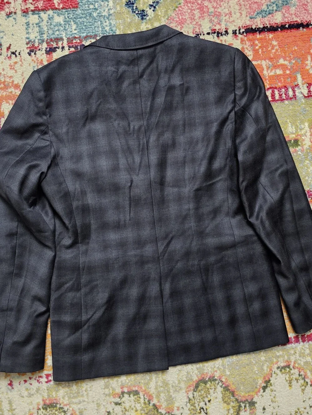 Ted Baker Men's Blazer Sport Coat Size 4 Measures 40R Gray Plaid 100% Wool